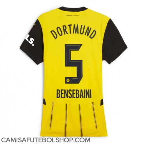 Camisa de time de futebol Borussia Dortmund Ramy Bensebaini #5 Replicas 1º Equipamento Feminina 2024-25 Manga Curta